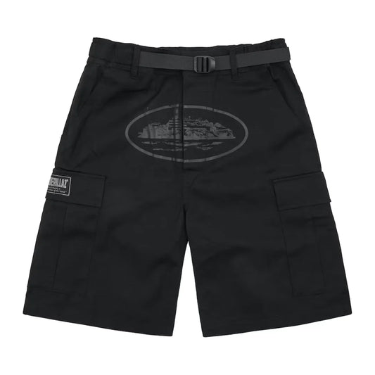 Corteiz Alcatraz Cargo Shorts Triple Black