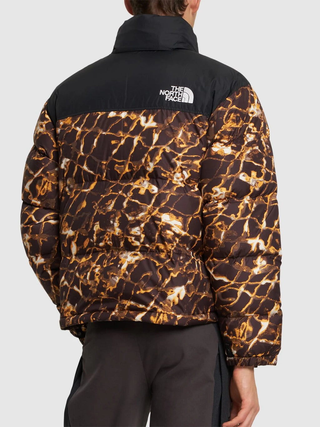 The North Face 1996 Retro Nuptse down puffer jacket in brown distort print