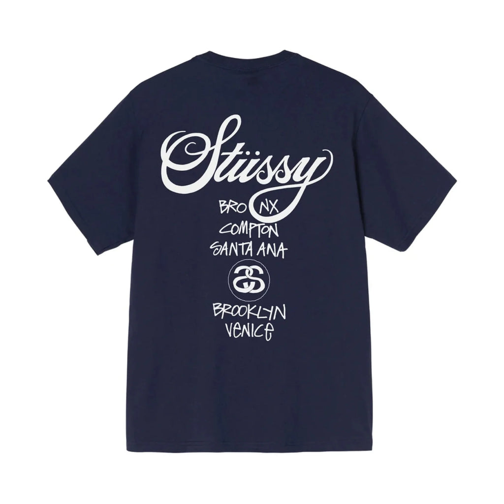 STUSSY WORLD TOUR TEE NAVY BLUE