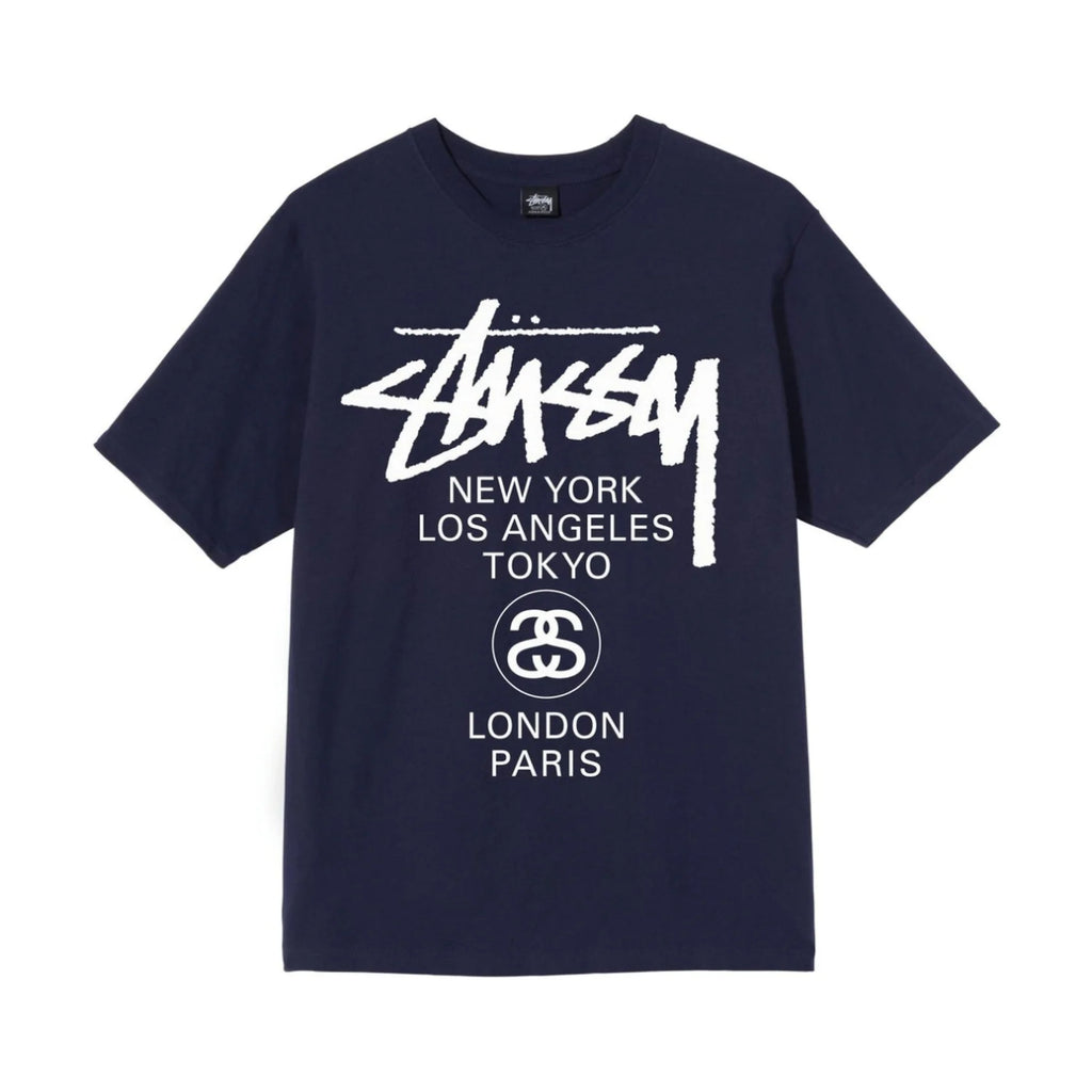 STUSSY WORLD TOUR TEE NAVY BLUE