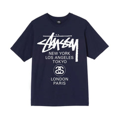 STUSSY WORLD TOUR TEE NAVY BLUE