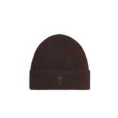 Ami Paris Cashmere Beanie Dark Coffee