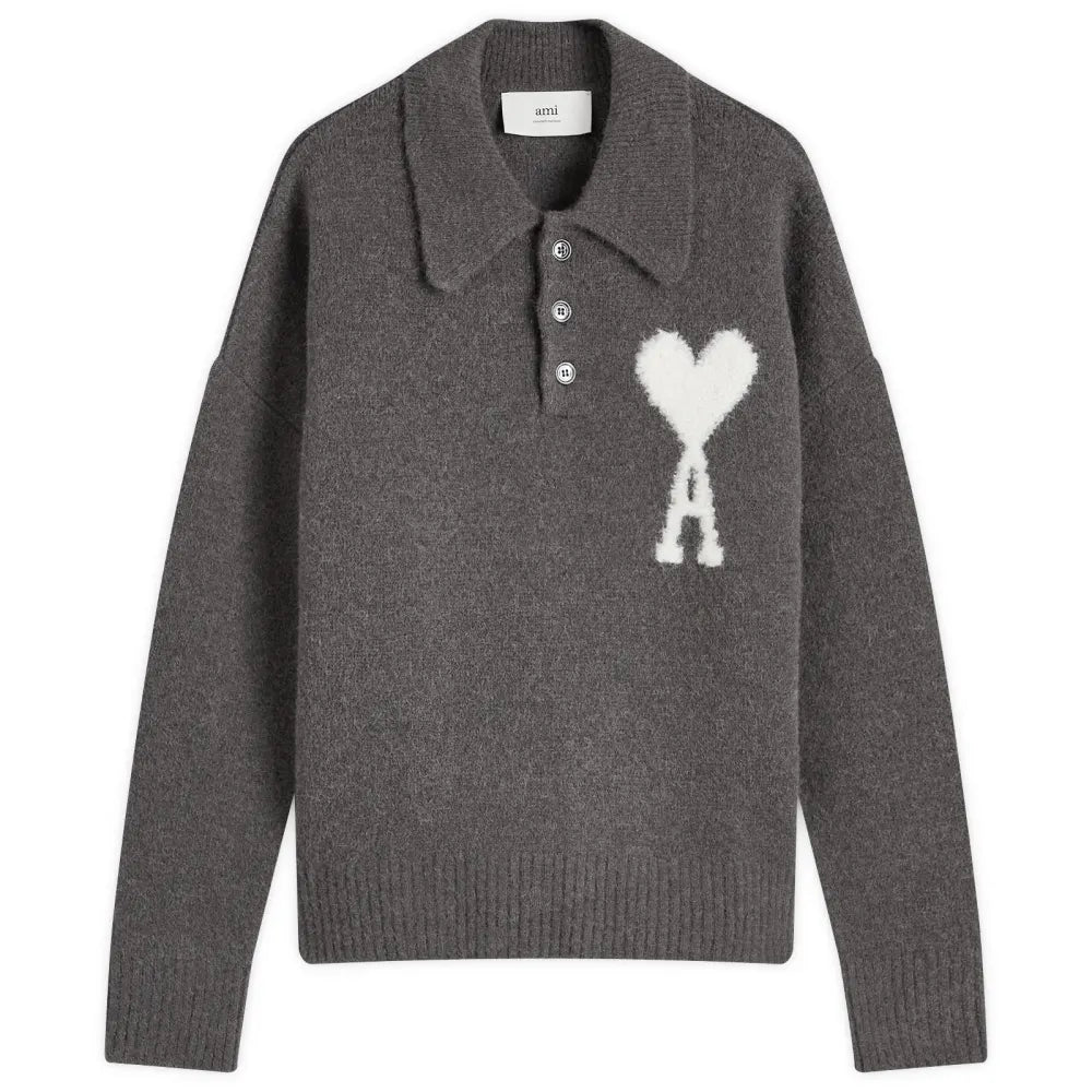 AMI Paris Large Heart Knitted Polo