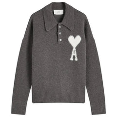 AMI Paris Large Heart Knitted Polo